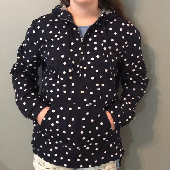 St. John’s bay polka dot quarter zip w hood size m - Picture 3 of 8